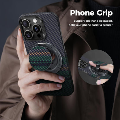 BENKS ArmorPop Magnetic Phone Grip & Stand for MagSafe, 360° Rotation Adjustable Phone Ring Holder for iPhone 17/16/15/14/13/12 Series, Durable Kevlar Design