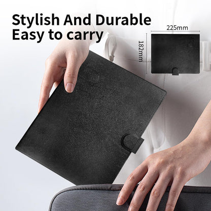 DPEDUAI LCD Writing Tablet with Leather Cover – Reusable Electronic Notepad for Meetings, Office & Travel | Includes Stylus & USB Cable, 10" Screen, Black