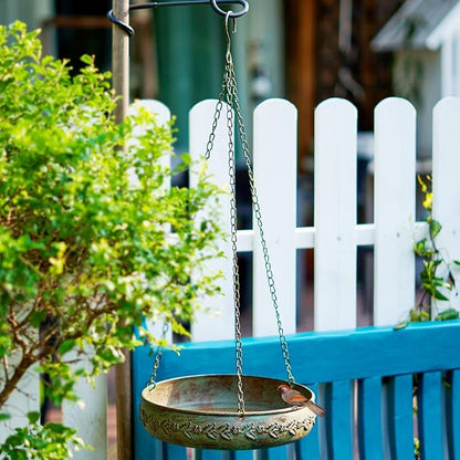 HLQMFHT Hanging Bird Baths for Outdoors, Outdoor Bird Bath, Metal Bird Feeder, Back Yard, Deck,Patio Garden Decoration