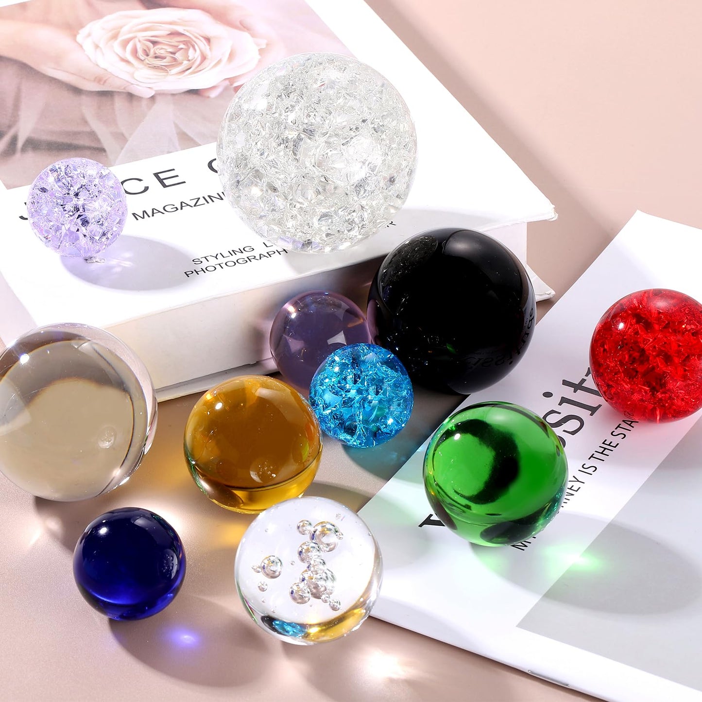 uxcell 70mm/2.8" Crystal Sphere Ball Glass Solid Decorative Sphere Crystal Ball Prop Ornament for Feng Shui Divination Fortune Telling Tabletop Fountain Decoration, Clear