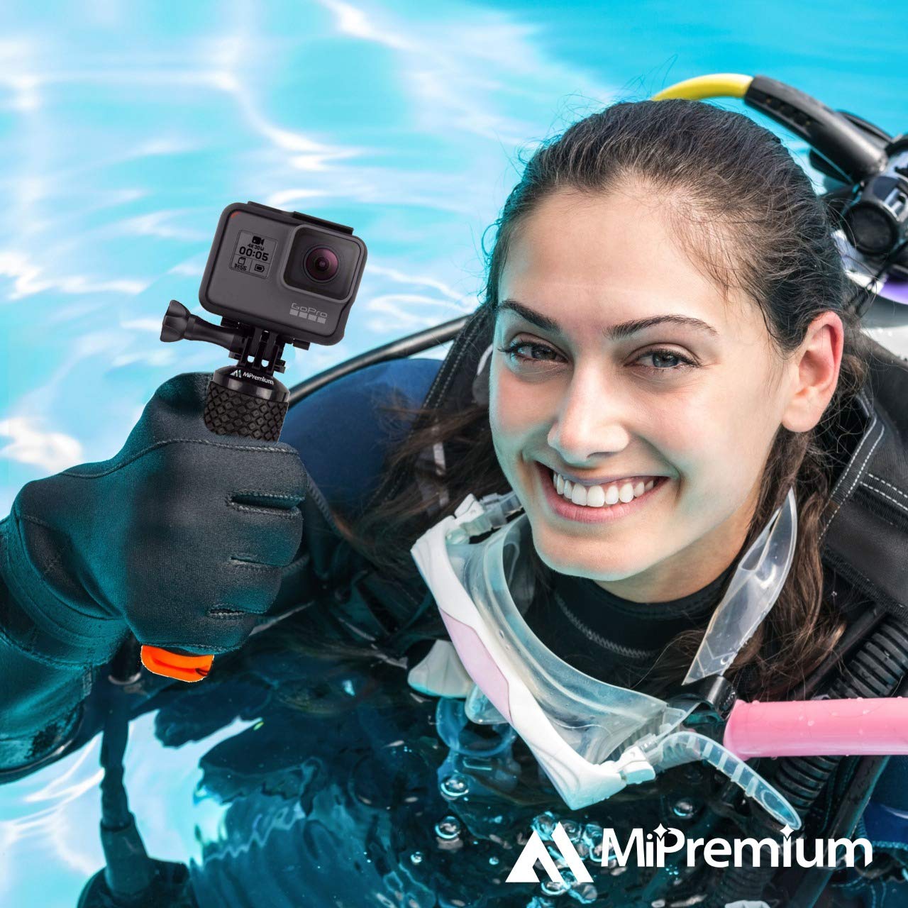 Floating Hand Grip Waterproof Monopod for GoPro Hero 13 12 11 10 9 8 7 6 5 4 3+ Session Black Silver Action Camera Handler & Handle Mount Accessories for Underwater Snorkeling & Water Sports (Orange)