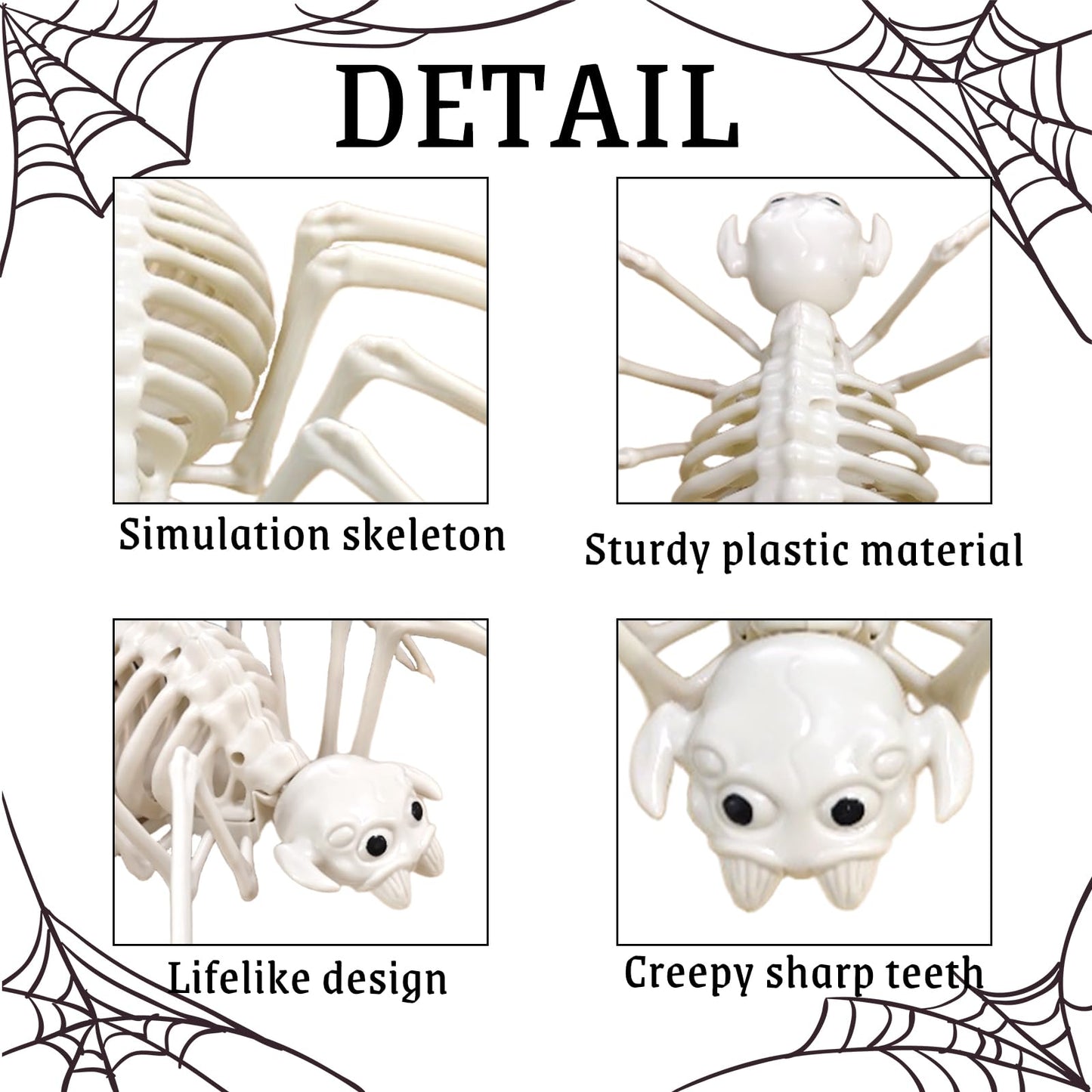 mogenda Large Realistic Spider Skeleton,Horrible Spider Bone,Vivid Spider Skeleton Model Halloween Decorations for Yard Garden Lawn,Haunted House Props(Spider-1p)