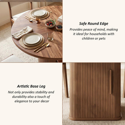 EVLIQIUL Fluted Round Dining Table for 4-6 Person