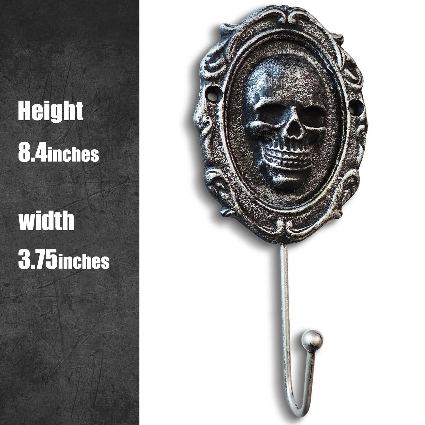 IRISVITA Gothic Skull Hook for Wall, Rustic Gothic Wall Hanger for Keys, Halloween Decor, Goth Key Holder for Dark Academia Bedroom or Living Room