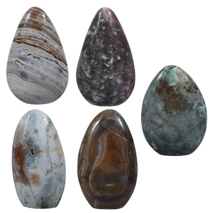 SUNYIK Irregular Ocean Jasper Stone Slab, Self-Standing Upright Ocean Jasper Plam Stone for Home Office Decor Meditation Relax, (0.5-1lb)