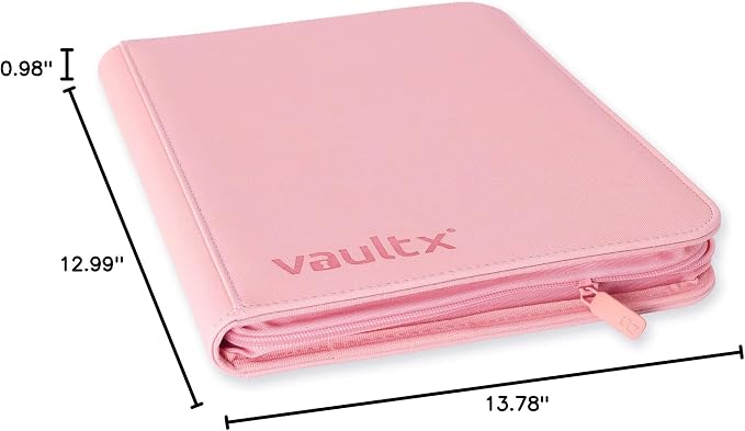 Vault X 12 Pocket Zip Binder, 480 Cards, Exo-Tec Material, 20 Side-Loading Pages (Pink)