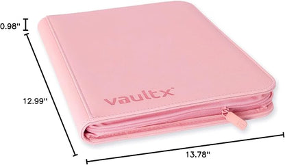 Vault X 12 Pocket Zip Binder, 480 Cards, Exo-Tec Material, 20 Side-Loading Pages (Pink)