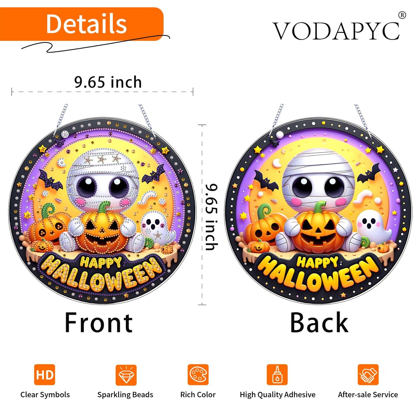 VODAPYC Halloween Ghost Diamond Art Hanging Kit for Adults, DIY Double Sided Special Shaped Diamonds Art Window Pendant Ornament for Home Decor(Happp Halloween)