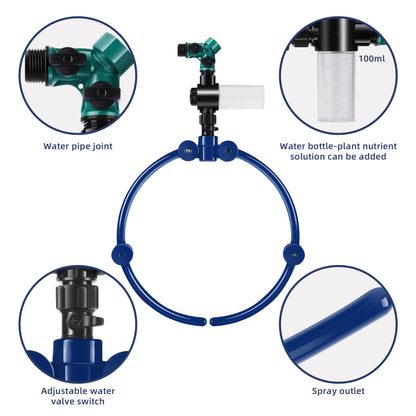 360° Tree Water Sprinkler,Tree Root Watering Tool,Water Ring Sprinkler Irrigation System for Outdoor Plants Raised (Blue)