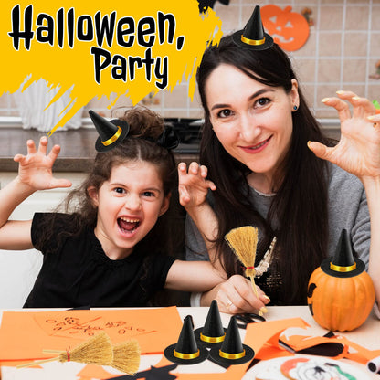 ZHWKMYP 28Pcs Mini Witch Hats, Small Witch Hat for Crafts Halloween Party Decorations