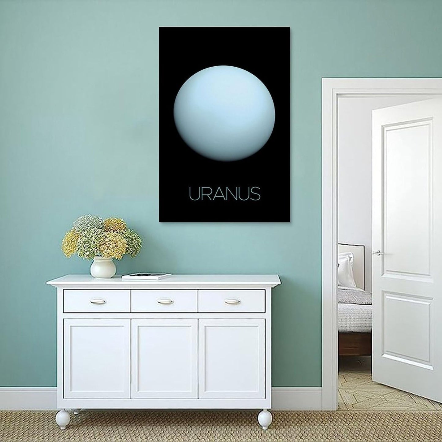 XIAOLOUTINYU Solar System Canvas Wall Art - Uranus Planet Space Poster for Kids Room Bedroom Classroom, STEM Educational Astronomy Decor, Science Gift for Boys Girls Teens, 16x24 Inch Unframed
