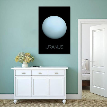 XIAOLOUTINYU Solar System Canvas Wall Art - Uranus Planet Space Poster for Kids Room Bedroom Classroom, STEM Educational Astronomy Decor, Science Gift for Boys Girls Teens, 12x18 Inch Unframed