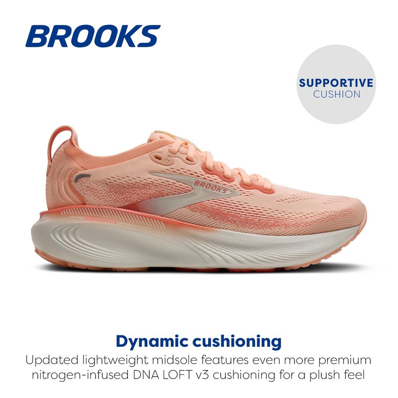 Brooks Women’s Adrenaline GTS 25 Supportive Running & Walking Shoe - Peach Echo/Coconut - 10 Medium