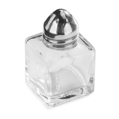 New Star Foodservice Glass Cube Mini Salt and Pepper Shaker with Stainless Steel Top, 0.5-Ounce, Set of 48