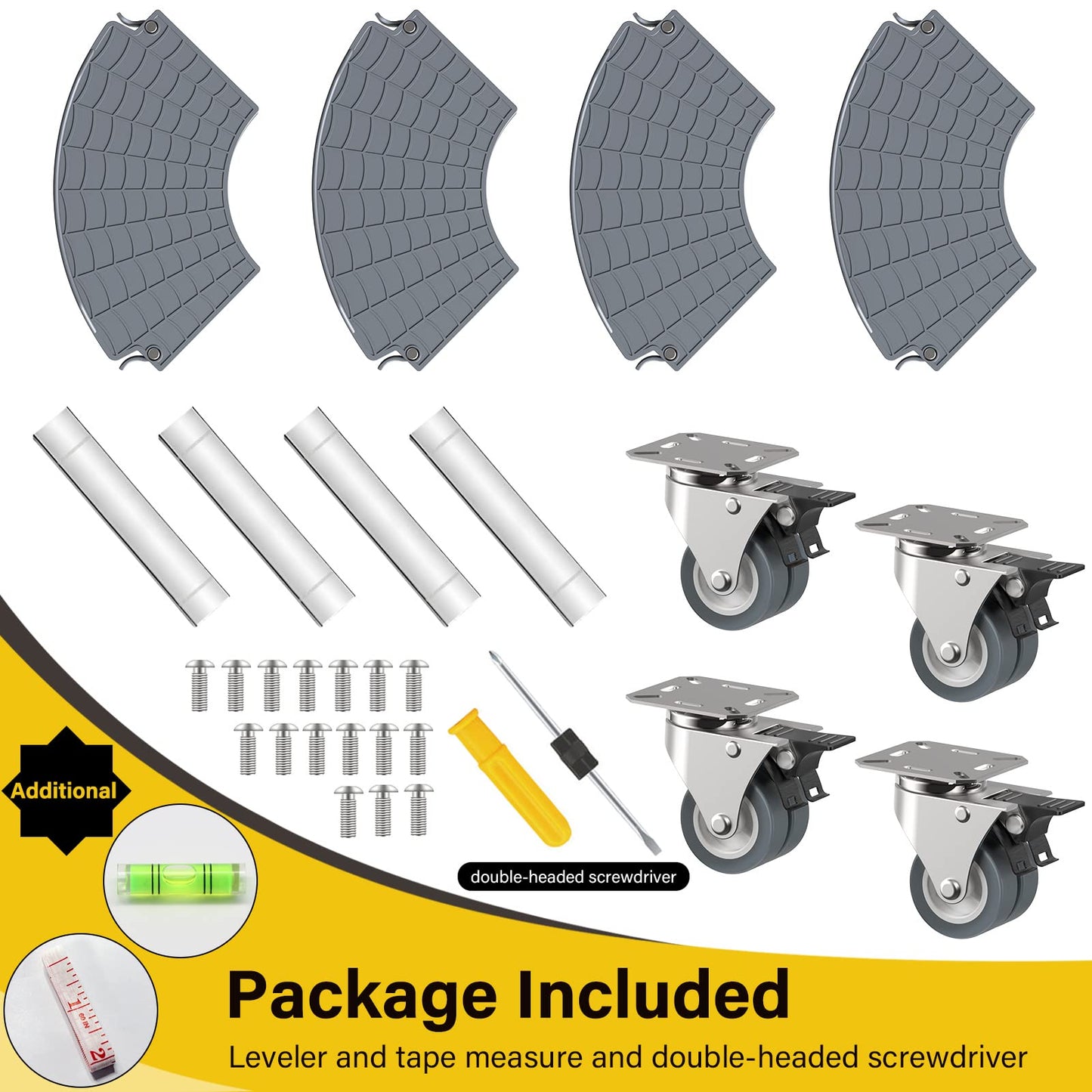 Goovilla Heavy Duty Plant Stand with Wheels - 1Pack Adjustable 15-22 Plant Caddy with Lockable Caster Wheels 440LBS, Rolling Stand/Dolly for Indoor/Outdoor Large Planters, Flower Pots, Gray