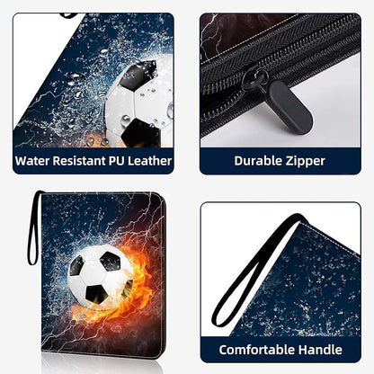 2026 Soccer Card Binder with Sleeve, 900 Pockets Trading Card Binder Sports Cards Storage Organizer for Football Baseball or Game Trading Cards with 50 Removable Sleeves Cards Collector Album
