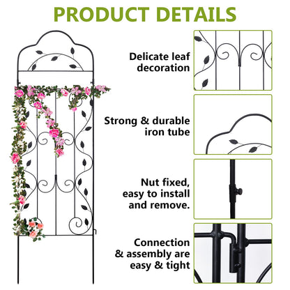 hogardeck Metal 60 * 18in Garden Trellis 2-Packs for Climbing Plants Flowers Vegetables Planting Arched Outdoor Decoration for Courtyards Lawns Gardens