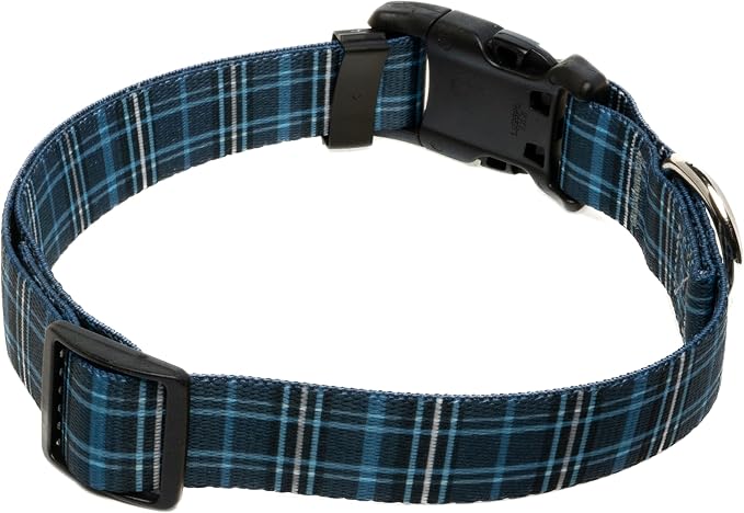 Country Brook Petz - Navy Plaid Everyday Dog Collar and Leash - Plaid and Argyle Collection Featuring Charming Designs (1 Inch, Extra Large)