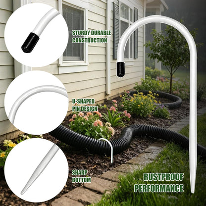 Chiliqi 4 Pack Rain Gutter Downspout Extension Fixing Pin, U-Shape Downspout Anchor Stake Fit 4" Round Downspout Extensions, Easy to Install for Efficient Rainwater Management (White-4 Pack)