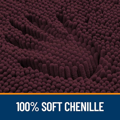 OLANLY Bathroom Rugs 35x24, Extra Soft Absorbent Chenille Bath Rugs, Rubber Backing Quick Dry, Machine Washable Bath Mats for Bathroom Floor, Tub and Shower, Home Decor Accessories, Black Cherry