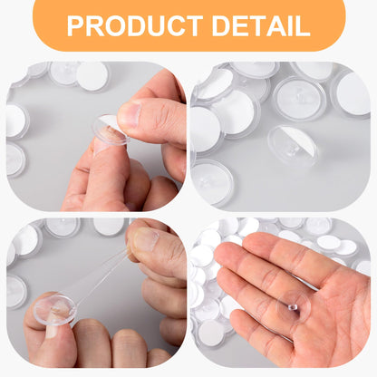 Mxxipp 100 Pack Self-Adhesive Ceiling Hooks for Hanging, Sticky Transparent Discs with Metal Hooks, No-Drill Wall Hanger for Christams Wedding Birthday Party Decorations