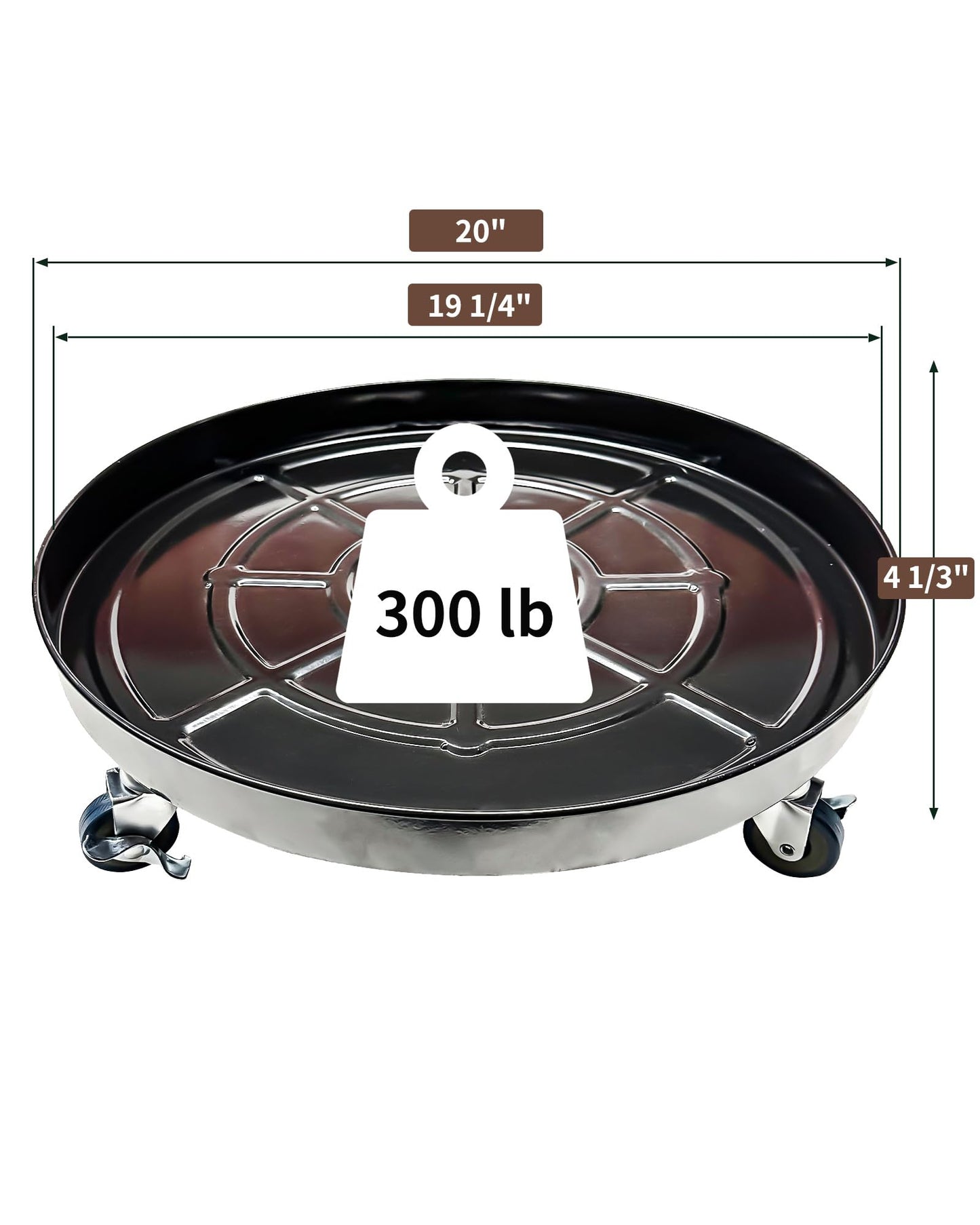 Tadpolebaby Heavy-Duty Plant Caddy with Wheels 20 Inch, 360° Lockable Caster,Outdoor Rolling Plant Dolly That is Not Easily Rusted, Indoor Metal Plant Cart with Rollers, Plant Pot Trolley, Black 3Pack
