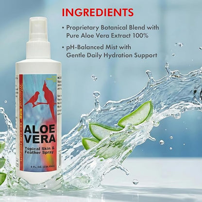 Morning Bird Aloe Vera Spray 4 Fl Oz – Natural Topical Spray for All Birds – Soothes Dry Skin & Supports Healthy Skin – Easy-to-Use Spray Bottle for Gentle Hydration & Skin Relief