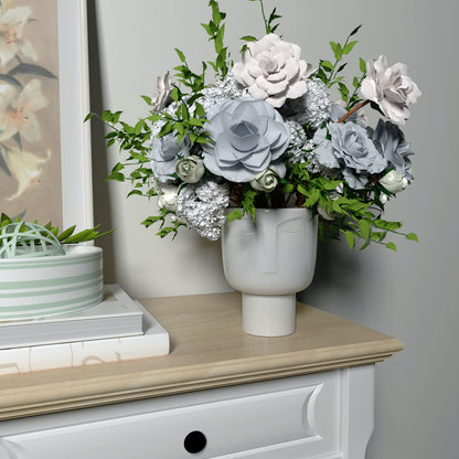 Planters for Indoor Plants - Tall 7 Inch Ceramic Self Watering Pots Matte White Plant Pot with Drainage & Inner Pot Face Vase Or Head Planter Unique Face Pots for Plants. Medium 5.5 Inch Wide