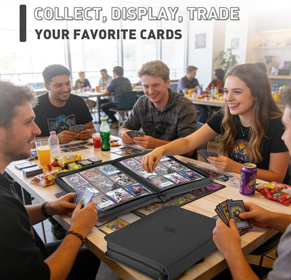 Trading Card Binder 9 Pocket, 360 Pockets Double-Sided Card Album, Premium PU Leather Zipper Card Holder for MTG, TCG, Sports & Game Cards, Must-Have for Collectors（Black）