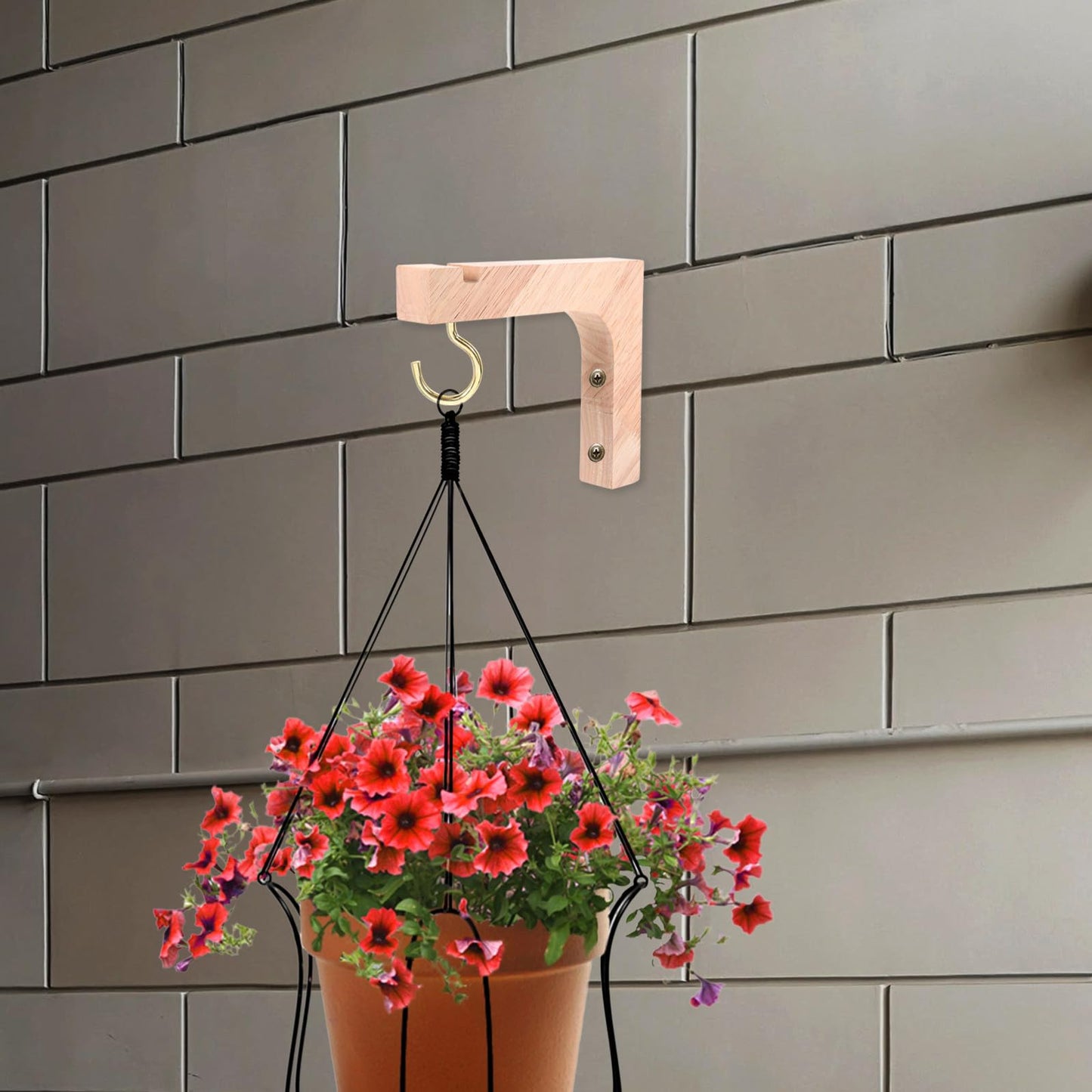 balacoo Wooden Wall Plant Hanger Hooks 2pcs Heavy-Duty Planter Hooks for Indoor and Outdoor Hanging Plants with Wall Mounted Brackets