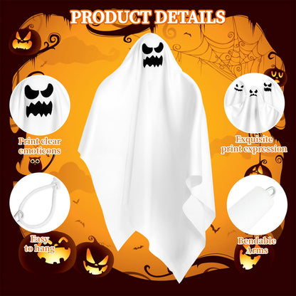 3 Pack Halloween Hanging Ghosts Decor, Outdoor Hanging Ghosts, Ghost of Halloween Decorations, 28" Flying Ghost Halloween Party Decor for Front Yard Patio Lawn Garden Trees Indoor Outside Holiday