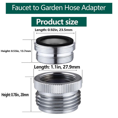 SNUTUYA Faucet Adapter with Aerator, Sink Faucet to Garden Hose Adapter, Faucet Adapter to Garden Hose for Kitchen and Bathroom, hose attachment to sink，3/4" GHT Thread Chrome.
