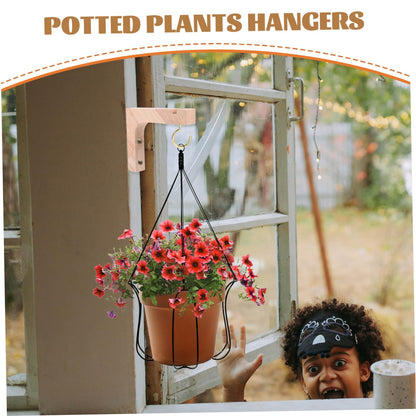 VICASKY Wooden Plant Hanging Hooks 2pcs Heavy-Duty Wall Mounted Plant Hanger Brackets Indoor Outdoor Hanging Stand for Flowerpots