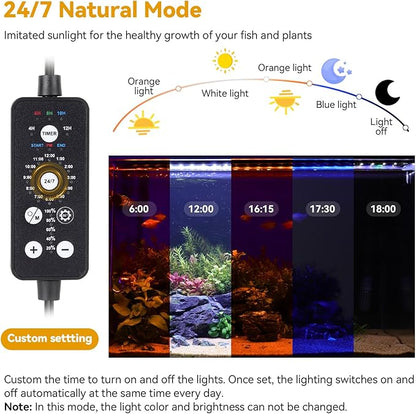 hygger 26W LED Aquarium Light, 30-36 Inch Fish Tank Light with Timer Auto On/Off, Sunrise Sunset Mode, Adjustable Brightness and Colors, Full Spectrum Light with Extendable Brackets for Freshwater
