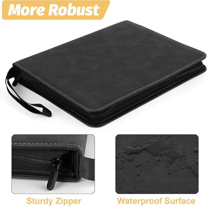GERMUN 3 Ring 9 Pocket Zipper Card Binder, 720 Double Sided Standard PU Trading Card Album Folder for TCG & Sports Cards, Not Fit Top Loaders (Black1)