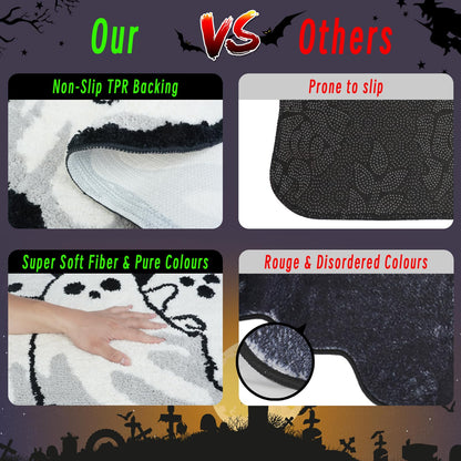 Good Haus Halloween Bath Rug for Bathroom Spooky Ghosts Bath Mat Bat Doormat Non Slip Cute Rugs for Kitchen Bedroom Holiday Outdoor Bedroom(Ghost)