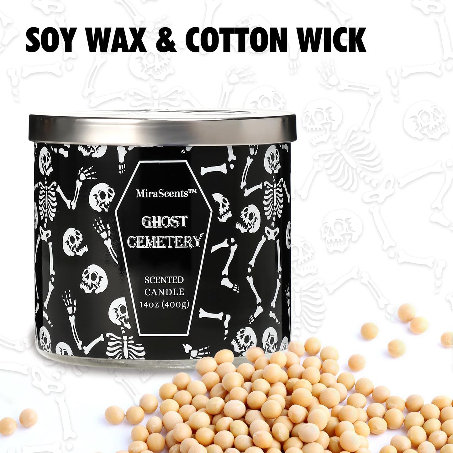 Halloween Candle, Halloween Scented Candle, Ghost Cemetery Candles, Large 3 Wicks Candles, Natural Soy Wax,Gifts for Women,14oz