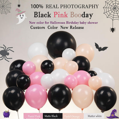 Summerween decorations with Pink black orange balloon garland arch kit bat ghost mylar foil balloons for girl baby shower happy boo day spooky one 1st birthday Halloween Trunk or Treat Car Decorations