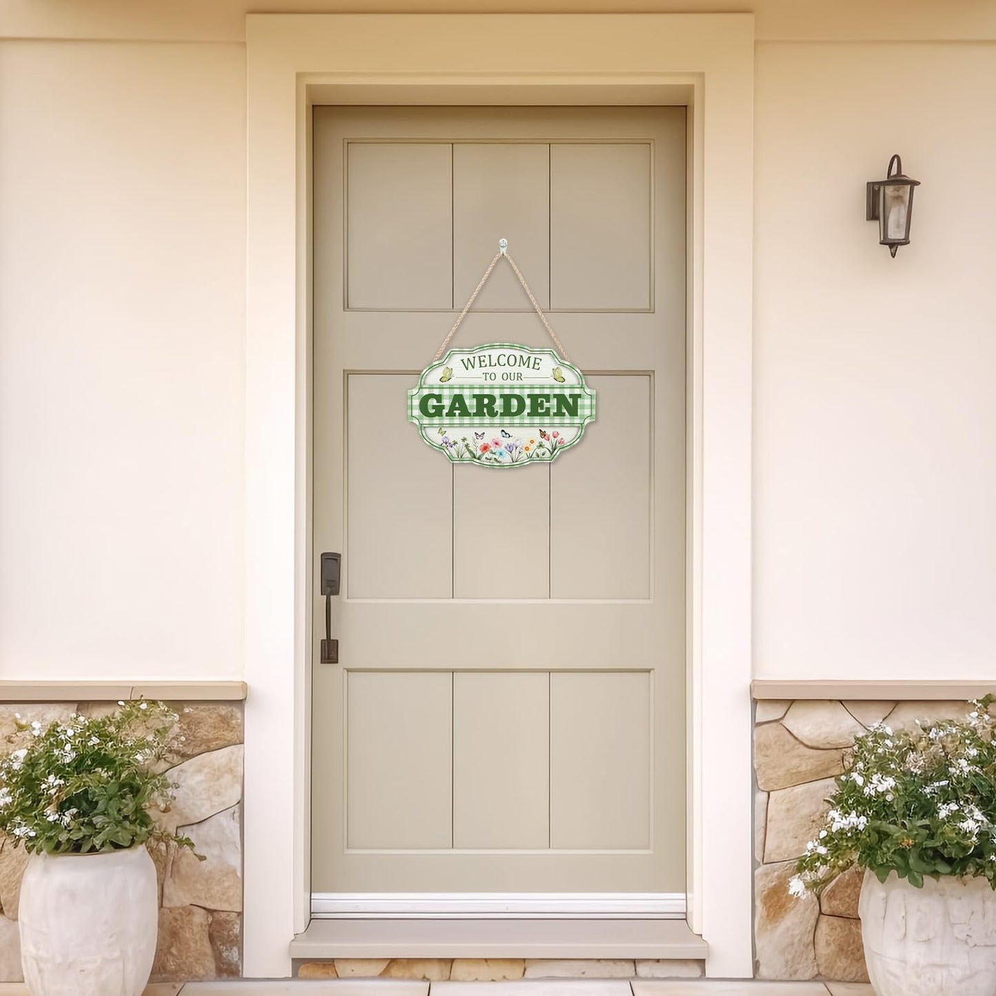 HOURIA 3D Welcome to Our Garden Wood Sign,(11.4”x8”) Gardening Greenhouse Decor, Gardening Sign, Flowers Butterfly Garden Decorations for Outside,Gardening Gifts,Gifts for Plant Lovers
