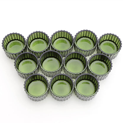 VOHO Green Tealight Candle Holder Set of 12, Glass Candle Holder for Wedding Table Centerpiece, Tea Lights Candle Holders Bulk for Home Decor(2''x 1.4'')