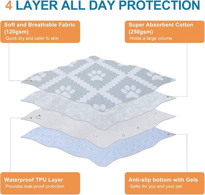 BEAUTYZOO Washable Pee Pads for Dogs, 8 Pack Reusable Puppy Pads, Super Absorbent Dog Pee Pads for Pet Training, Housebreaking and Incontinence, Non-Slip Potty Pads for Floor, Crate, Couch, 18" x 24"