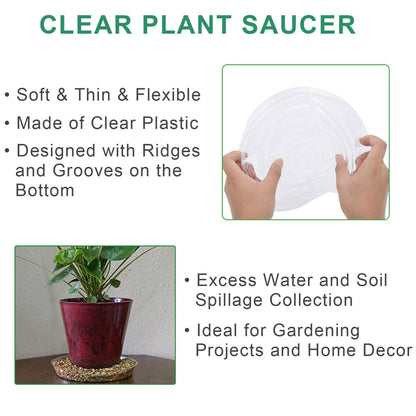 labworkauto 5 Pieces of Clear Thick Plastic Heavy Duty Sturdy Plant Saucer Drip Trays Replacement for pots