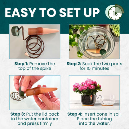 Blumat Classic Self-Watering Stakes - Prevents Overwatering and Underwatering for Healthy Growth While You are Away - Ideal for Indoor Plant Watering, 6 Pack, wo Adapter