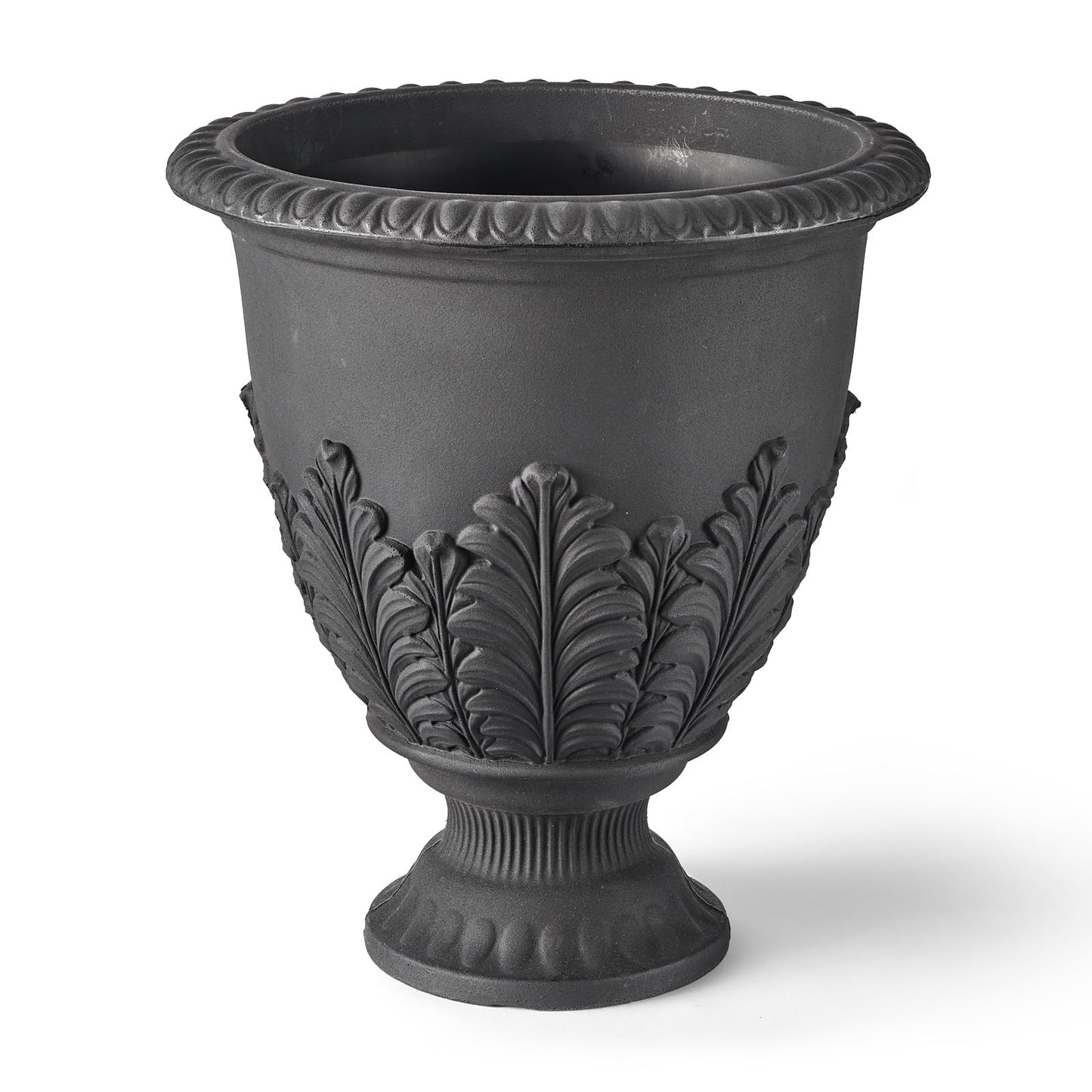 ARBORA 17" Paris Urn Polyresin Indoor and Outdoor Planter with Black Finish - Durable, Weatherproof, Lightweight, Large Plant Pot for Patio, Garden, Deck, Entryway