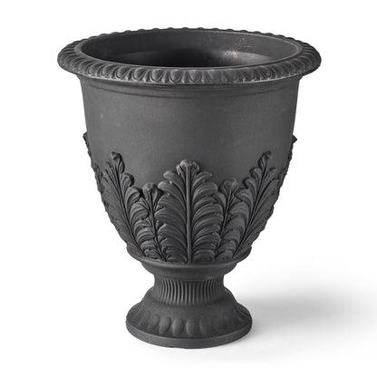 ARBORA 17" Paris Urn Polyresin Indoor and Outdoor Planter with Black Finish - Durable, Weatherproof, Lightweight, Large Plant Pot for Patio, Garden, Deck, Entryway