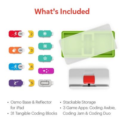 Osmo - Coding Starter Kit for iPad-3 Educational Learning Games-Ages 5-10+ Learn to Code, Basics Puzzles-STEM Toy-Logic, Fundamentals(Osmo iPad Base Included)