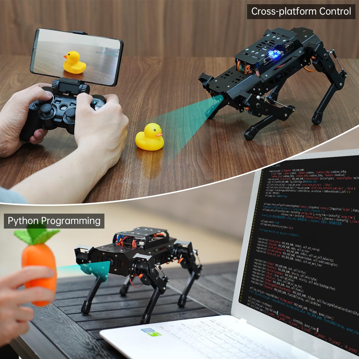 PuppyPi Robot Dog with ChatGPT Large AI Models AI Embodied Intelligence ROS Robotic Dog Vision Scene Voice Understanding SLAM Mapping Navigation Bionic Quadruped Robot, Standard Kit & RaspberryPi5 8GB