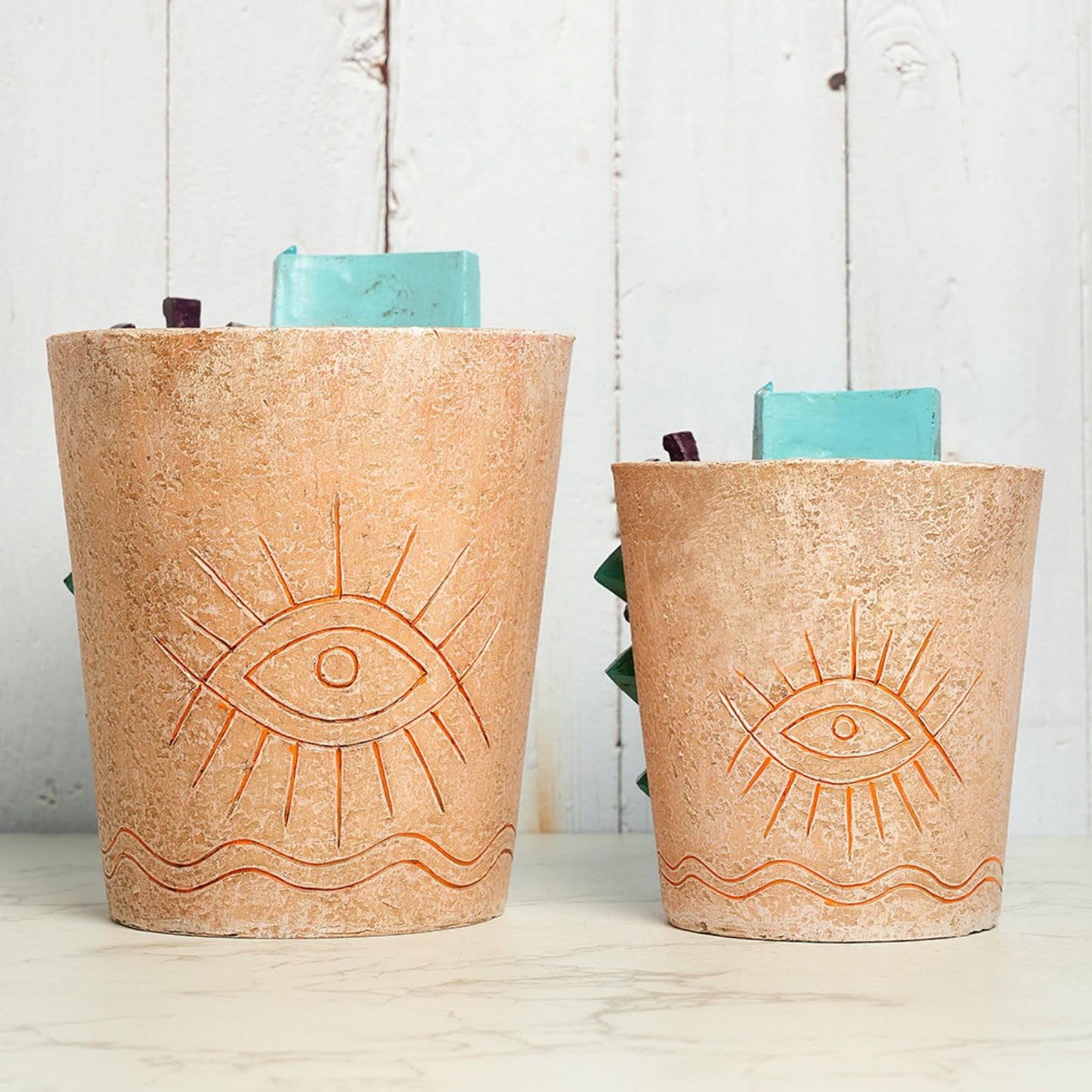 BJVF Picasso Flower Pot/Vase, Unique Planters, Abstract Face Flower Pots, with Drainage Holes, Handcrafted Resin Vases for Artistic Home Décor (Large)