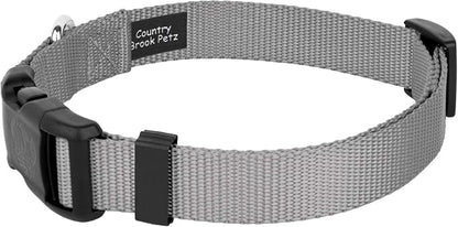 Country Brook Petz - Everyday Nylon Dog Collar and Leash - 10+ Cool Colors (3/8 Inch, 3XS, Silver)