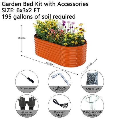 Galvanized Metal Planter Raised Garden Bed Kit for Gardening Outdoor，6x3x2ft Planter Grow Garden Box Raised Flower Bed，Long Vegetable Clearance Herb Raised Garden Beds For Container Gardening
